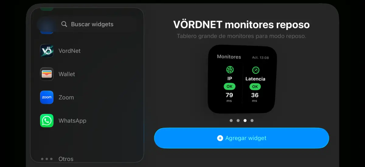 Widget grande de VÖRDNET en modo reposo